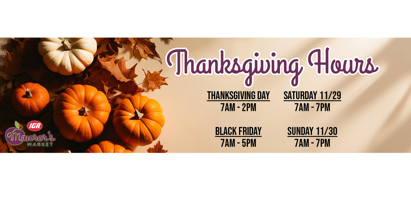 Thanksgiving Hours