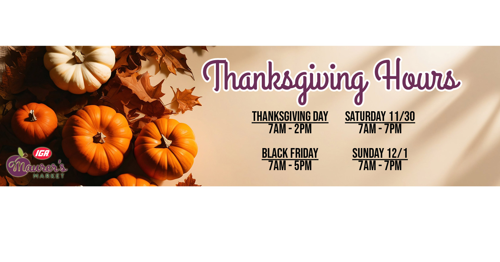 Thanksgiving Hours